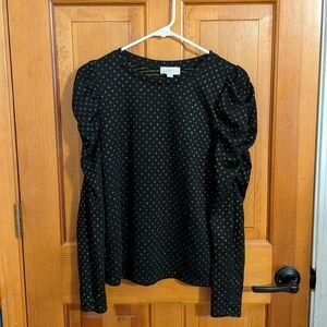 LOFT Black Blouse with Gold Accents
